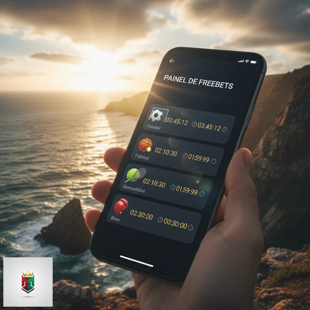 Ecrã do smartphone com lista de apostas grátis ativas e respetivos prazos de validade.