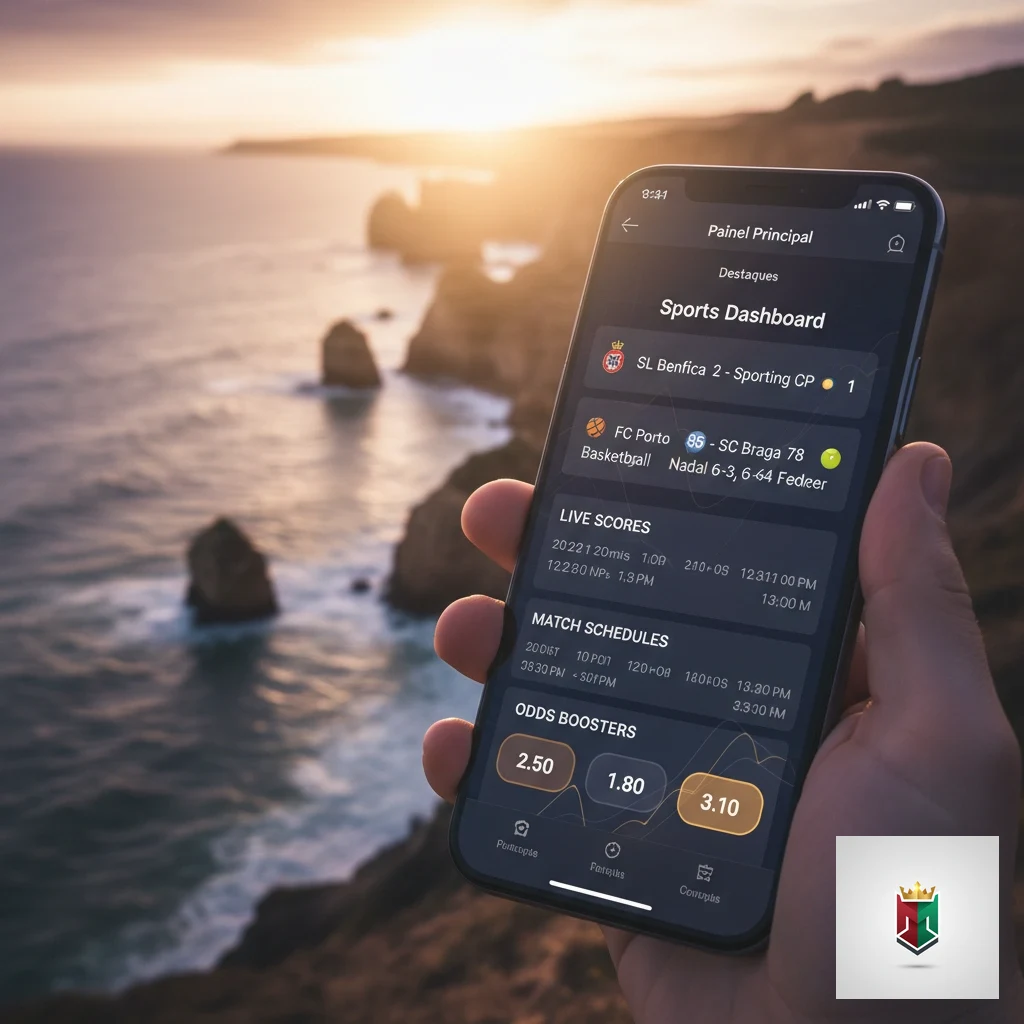 Interface inicial da aplicação com lista de eventos desportivos e mercados principais.