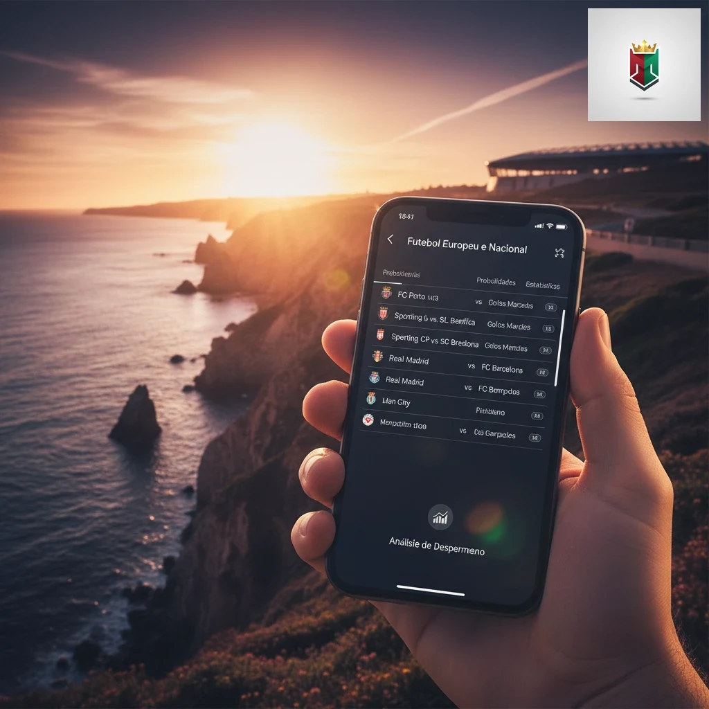 Interface da aplicação exibindo mercados de futebol para a Primeira Liga e Liga dos Campeões.
